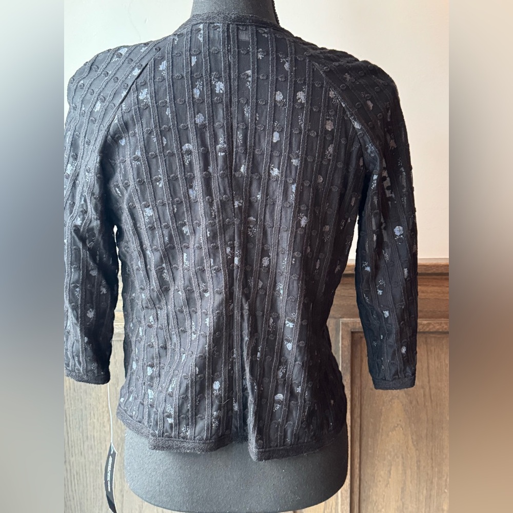 JONES NEW YORK sheer Grosgrain vertical striped jacket Pockets Size 6P NWT - Picture 5 of 9